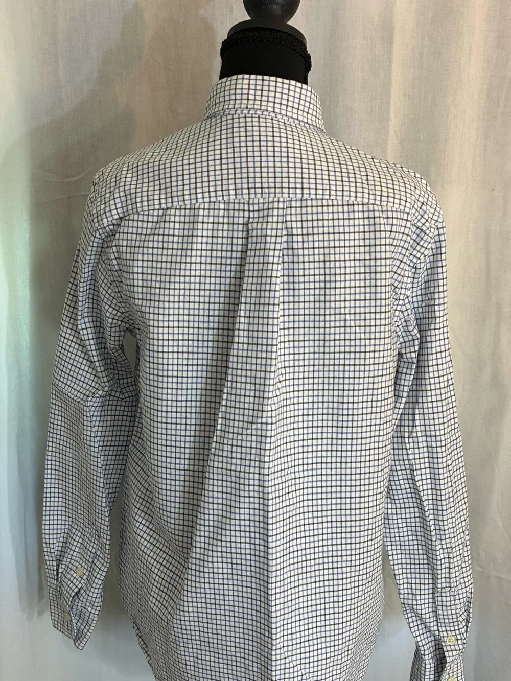 Ralph Lauren White & Navy Grid Button-Down Shirt boys youth Sz XL 18/20
